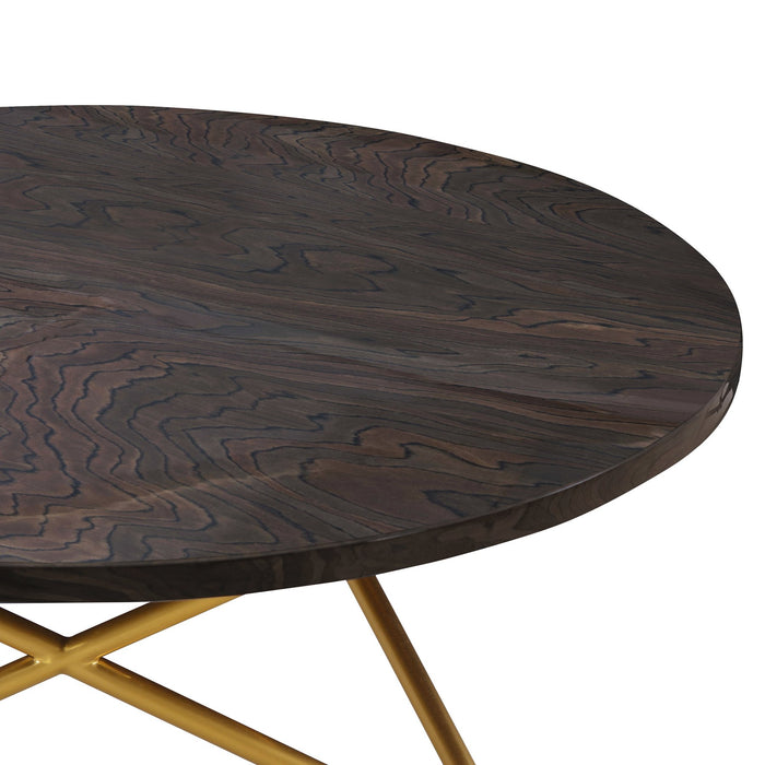 Atala Brown Veneer Coffee Table with Brushed Gold Legs