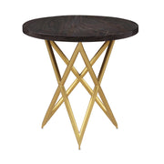 Atala Brown Veneer End Table with Brushed Gold Legs - Furniture City (CA)l