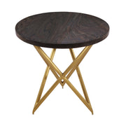 Atala Brown Veneer End Table with Brushed Gold Legs - Furniture City (CA)l