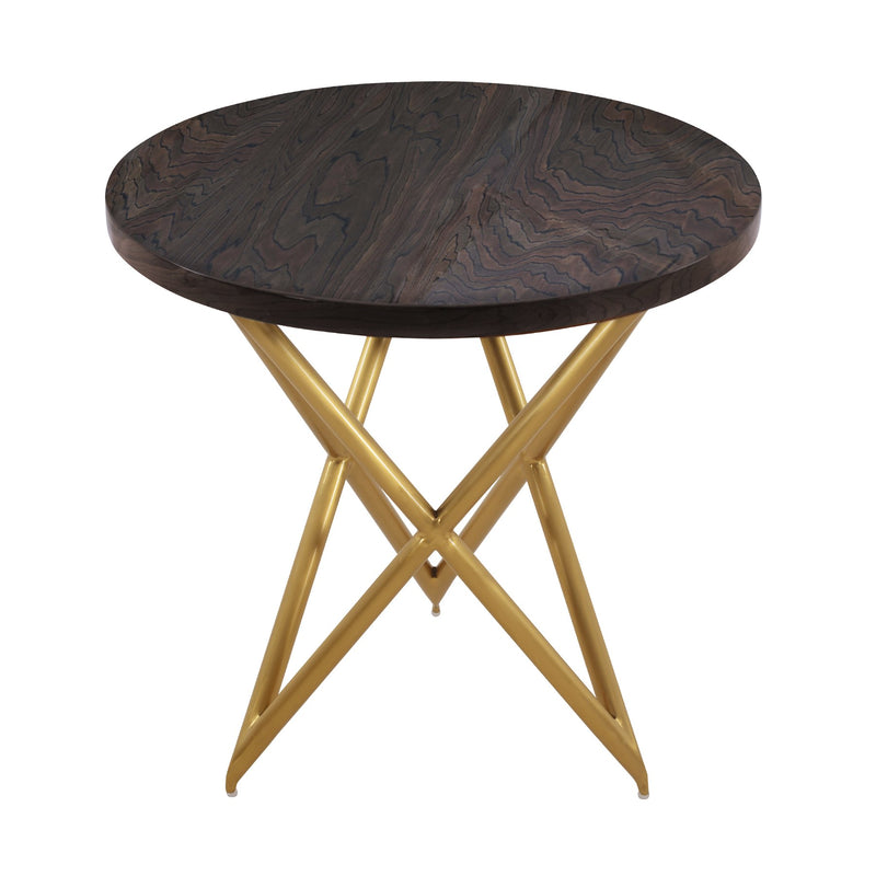 Atala Brown Veneer End Table with Brushed Gold Legs - Furniture City (CA)l