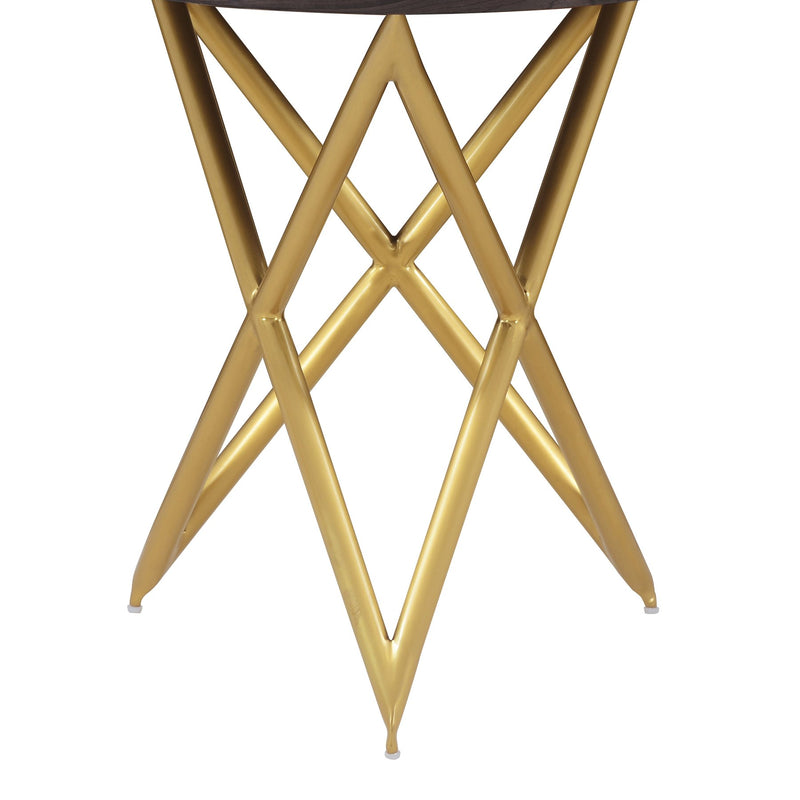 Atala Brown Veneer End Table with Brushed Gold Legs - Furniture City (CA)l