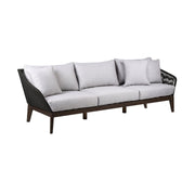Athos Indoor Outdoor 3 Seater Sofa in Dark Eucalyptus Wood with Charcoal Rope and Gray Cushions - Furniture City (CA)l