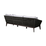Athos Indoor Outdoor 3 Seater Sofa in Dark Eucalyptus Wood with Charcoal Rope and Gray Cushions - Furniture City (CA)l