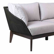 Athos Indoor Outdoor 3 Seater Sofa in Dark Eucalyptus Wood with Charcoal Rope and Gray Cushions - Furniture City (CA)l