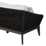 Athos Indoor Outdoor 3 Seater Sofa in Dark Eucalyptus Wood with Charcoal Rope and Gray Cushions - Furniture City (CA)l