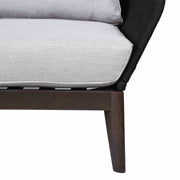 Athos Indoor Outdoor 3 Seater Sofa in Dark Eucalyptus Wood with Charcoal Rope and Gray Cushions - Furniture City (CA)l