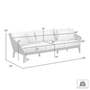 Athos Indoor Outdoor 3 Seater Sofa in Dark Eucalyptus Wood with Charcoal Rope and Gray Cushions - Furniture City (CA)l