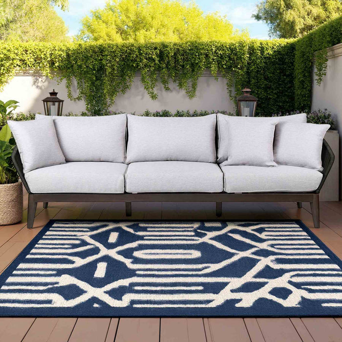 Athos Indoor Outdoor 3 Seater Sofa in Dark Eucalyptus Wood with Charcoal Rope and Gray Cushions