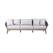 Athos Indoor Outdoor 3 Seater Sofa in Light Eucalyptus Wood with Charcoal Rope and Gray Cushions - Furniture City (CA)l