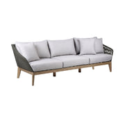 Athos Indoor Outdoor 3 Seater Sofa in Light Eucalyptus Wood with Charcoal Rope and Gray Cushions - Furniture City (CA)l