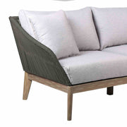 Athos Indoor Outdoor 3 Seater Sofa in Light Eucalyptus Wood with Charcoal Rope and Gray Cushions - Furniture City (CA)l