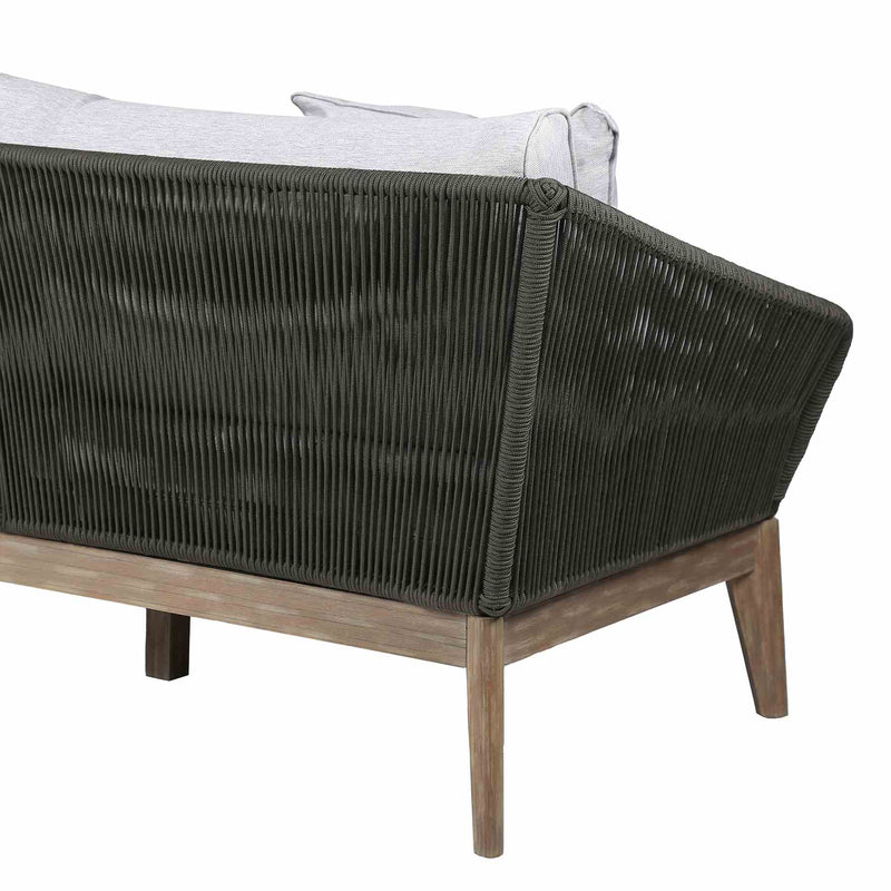 Athos Indoor Outdoor 3 Seater Sofa in Light Eucalyptus Wood with Charcoal Rope and Gray Cushions - Furniture City (CA)l