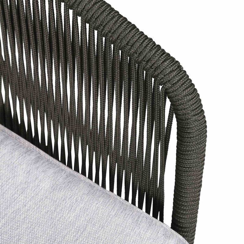 Athos Indoor Outdoor 3 Seater Sofa in Light Eucalyptus Wood with Charcoal Rope and Gray Cushions - Furniture City (CA)l