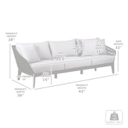 Athos Indoor Outdoor 3 Seater Sofa in Light Eucalyptus Wood with Charcoal Rope and Gray Cushions - Furniture City (CA)l