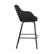 Aura Black Faux Leather and Black Metal Swivel 26" Counter Stool - Furniture City (CA)l