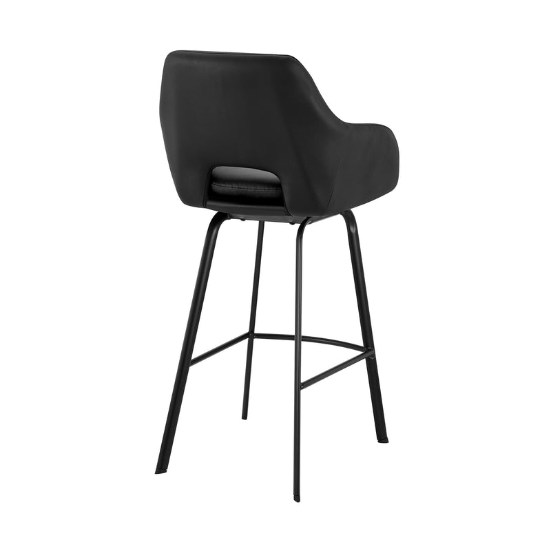 Aura Black Faux Leather and Black Metal Swivel 26" Counter Stool - Furniture City (CA)l