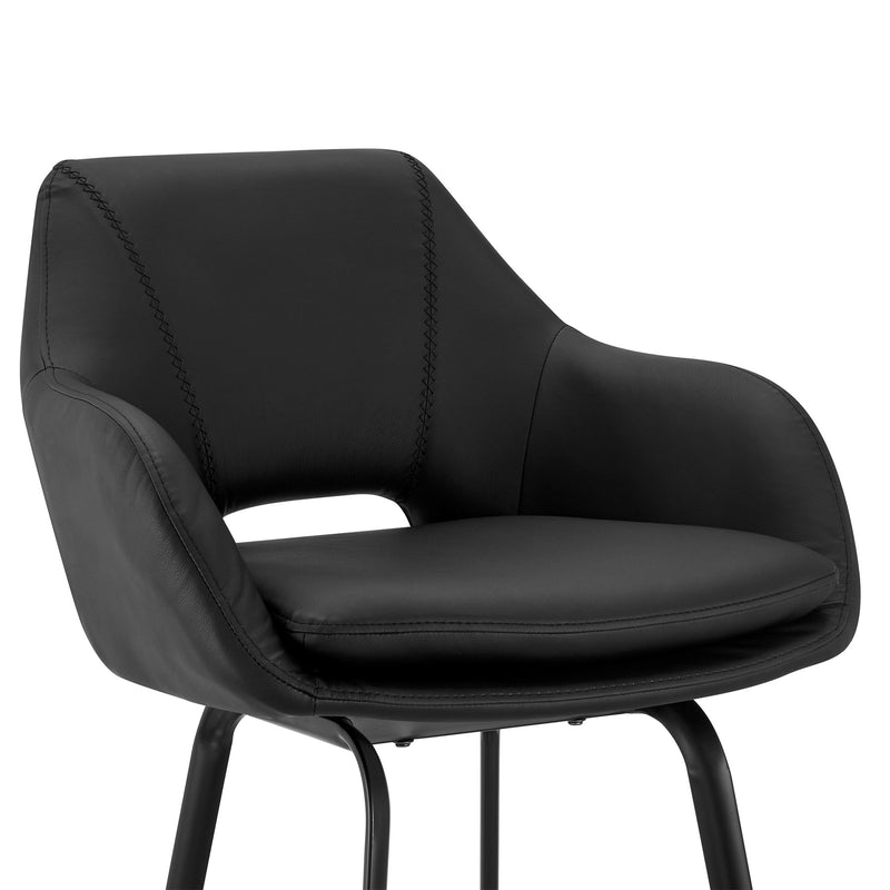 Aura Black Faux Leather and Black Metal Swivel 26" Counter Stool - Furniture City (CA)l