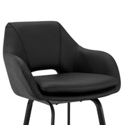 Aura Black Faux Leather and Black Metal Swivel 30" Bar Stool - Furniture City (CA)l