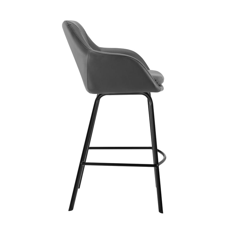 Aura Gray Faux Leather and Black Metal Swivel 26" Counter Stool - Furniture City (CA)l