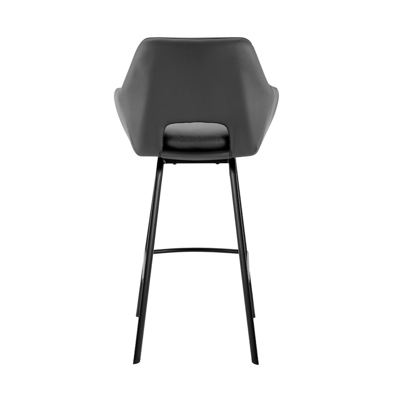 Aura Gray Faux Leather and Black Metal Swivel 26" Counter Stool - Furniture City (CA)l