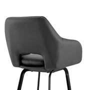 Aura Gray Faux Leather and Black Metal Swivel 30" Bar Stool - Furniture City (CA)l
