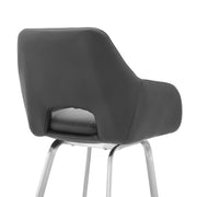 Aura Gray Faux Leather and Brushed Stainless Steel Swivel 26" Counter Stool - Furniture City (CA)l