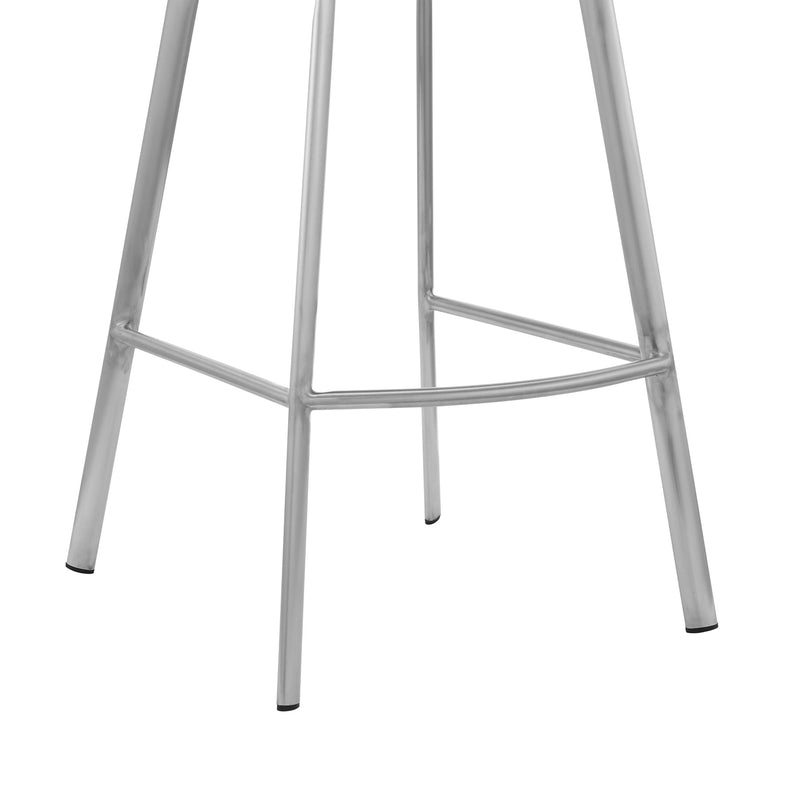 Aura Gray Faux Leather and Brushed Stainless Steel Swivel 26" Counter Stool - Furniture City (CA)l