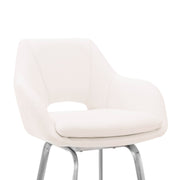 Aura White Faux Leather and Brushed Stainless Steel Swivel 26" Counter Stool - Furniture City (CA)l