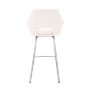 Aura White Faux Leather and Brushed Stainless Steel Swivel 30" Bar Stool - Furniture City (CA)l