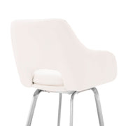 Aura White Faux Leather and Brushed Stainless Steel Swivel 30" Bar Stool - Furniture City (CA)l