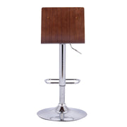Aubrey Adjustable Height Swivel Black Faux Leather and Chrome Bar Stool with Walnut Wood - Furniture City (CA)l