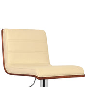 Aubrey Adjustable Height Swivel Cream Faux Leather and Chrome Bar Stool with Walnut Wood - Furniture City (CA)l