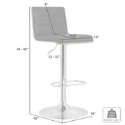Aubrey Adjustable Height Swivel Cream Faux Leather and Chrome Bar Stool with Walnut Wood - Furniture City (CA)l