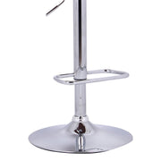 Aubrey Adjustable Height Swivel Gray Faux Leather and Chrome Bar Stool with Walnut Wood - Furniture City (CA)l