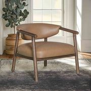 Autumn Accent Chair in Bistre Brown Faux Leather with Dark Chestnut Brown Finish - Furniture City (CA)l