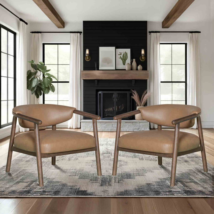 Autumn Accent Chair in Bistre Brown Faux Leather with Dark Chestnut Brown Finish