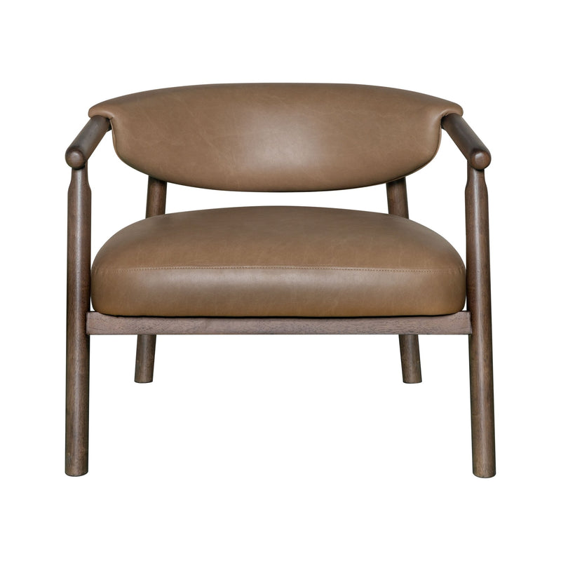 Autumn Accent Chair in Bistre Brown Faux Leather with Dark Chestnut Brown Finish - Furniture City (CA)l