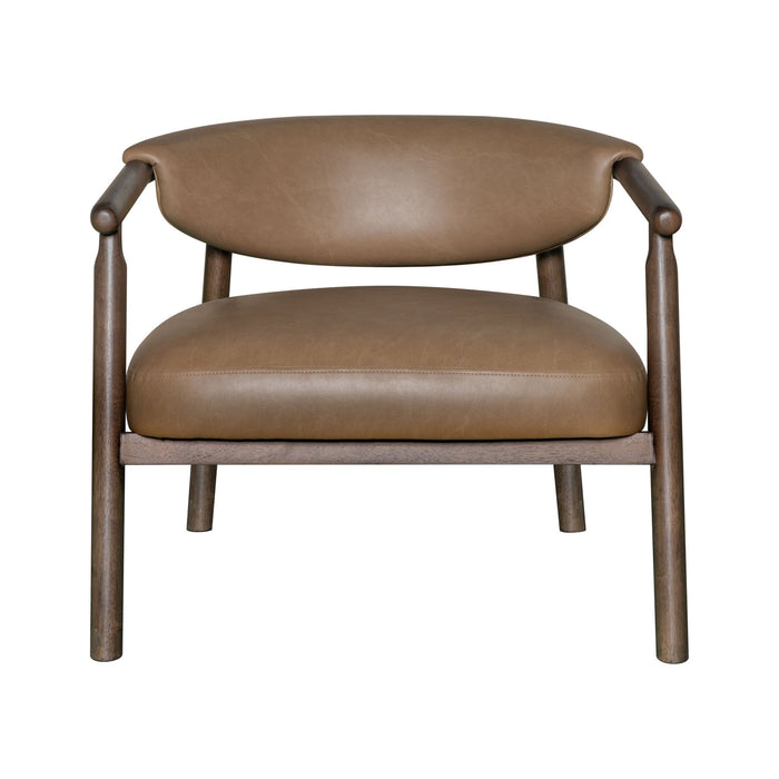 Autumn Accent Chair in Bistre Brown Faux Leather with Dark Chestnut Brown Finish