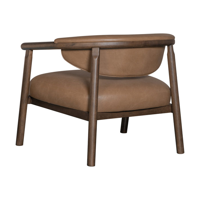 Autumn Accent Chair in Bistre Brown Faux Leather with Dark Chestnut Brown Finish