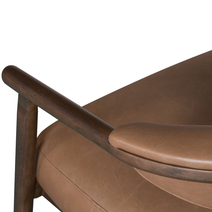 Autumn Accent Chair in Bistre Brown Faux Leather with Dark Chestnut Brown Finish