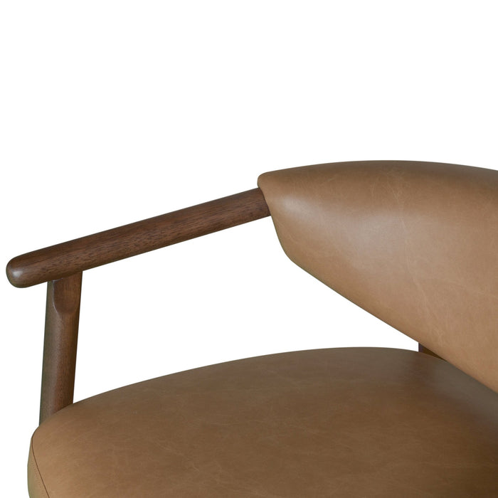 Autumn Accent Chair in Bistre Brown Faux Leather with Dark Chestnut Brown Finish