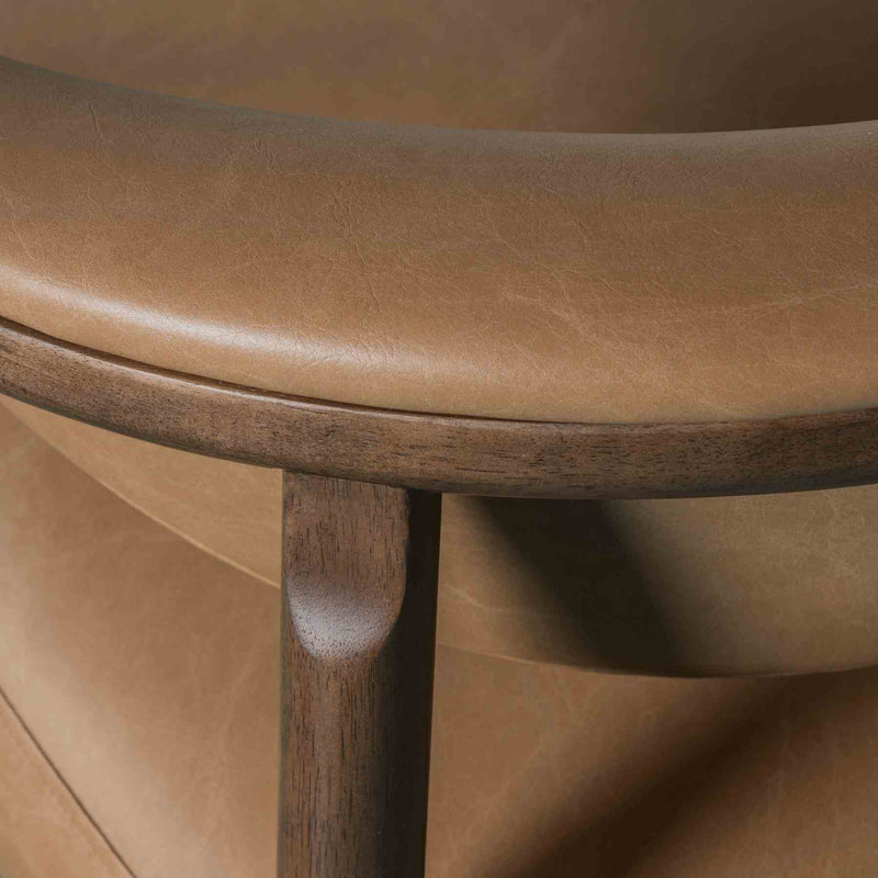 Autumn Accent Chair in Bistre Brown Faux Leather with Dark Chestnut Brown Finish - Furniture City (CA)l