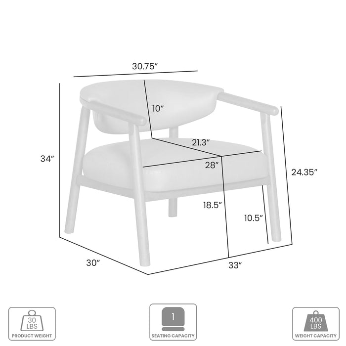 Autumn Accent Chair in Bistre Brown Faux Leather with Dark Chestnut Brown Finish