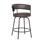 Avalon 26" Gray Faux Leather Swivel Barstool in Black Powder Coated Finish - Furniture City (CA)l
