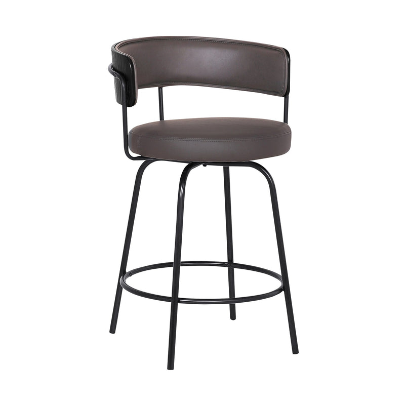 Avalon 26" Gray Faux Leather Swivel Barstool in Black Powder Coated Finish - Furniture City (CA)l