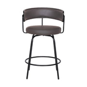 Avalon 26" Gray Faux Leather Swivel Barstool in Black Powder Coated Finish - Furniture City (CA)l