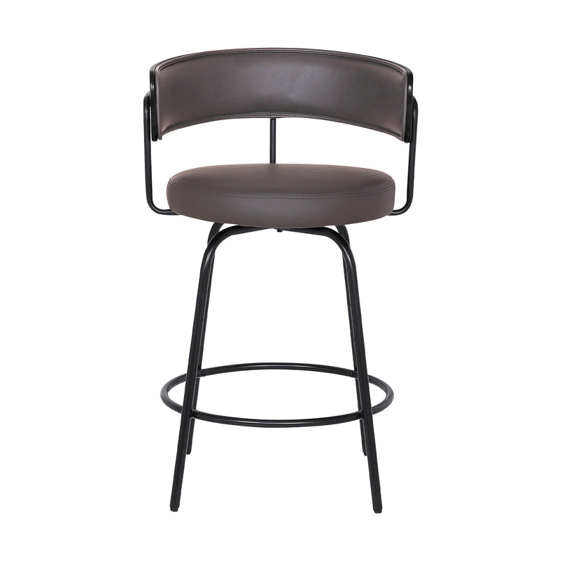 Avalon 26" Gray Faux Leather Swivel Barstool in Black Powder Coated Finish - Furniture City (CA)l