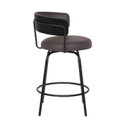 Avalon 26" Gray Faux Leather Swivel Barstool in Black Powder Coated Finish - Furniture City (CA)l