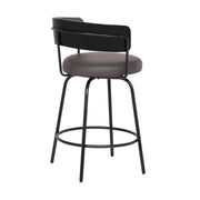 Avalon 26" Gray Faux Leather Swivel Barstool in Black Powder Coated Finish - Furniture City (CA)l
