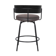 Avalon 26" Gray Faux Leather Swivel Barstool in Black Powder Coated Finish - Furniture City (CA)l